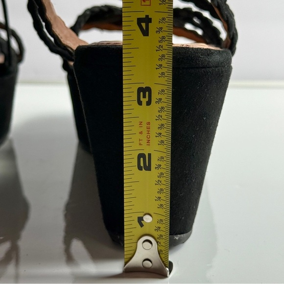 Trask Black Suede Platform Braided Wedge Lace-Up Sandals Size 11 - Picture 9 of 11
